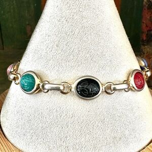 Vintage Multi-Color Glass Scarab Bracelet